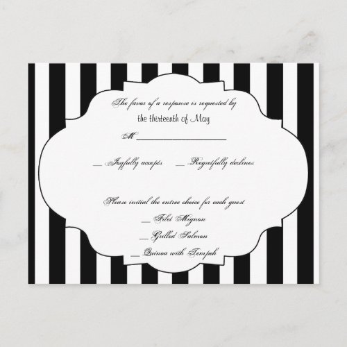 Black White and Red Rose RSVP Postcard