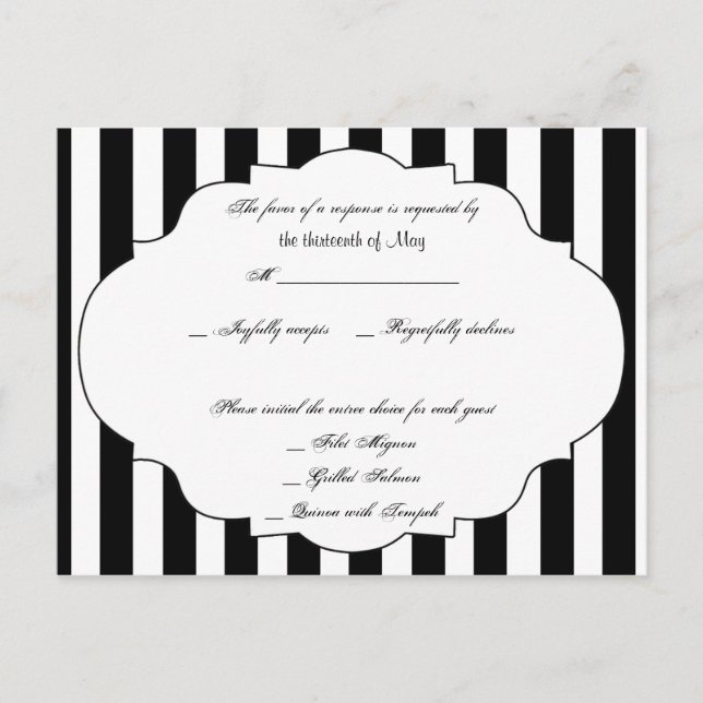 Black White and Red Rose RSVP Postcard (Front)