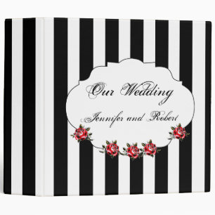 Black White and Red Rose Wedding Binder