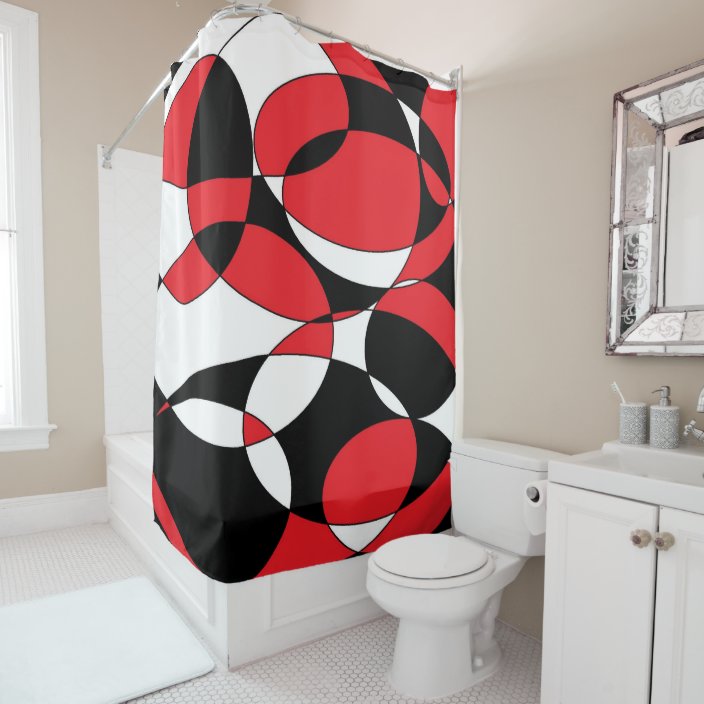 Black, White and Red Shower Curtain