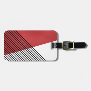 Black, white and red simple geometric art luggage tag