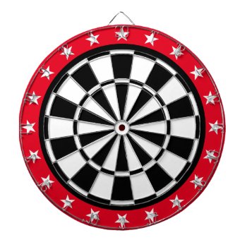 Black  White And Red Stars Dartboard by asyrum at Zazzle
