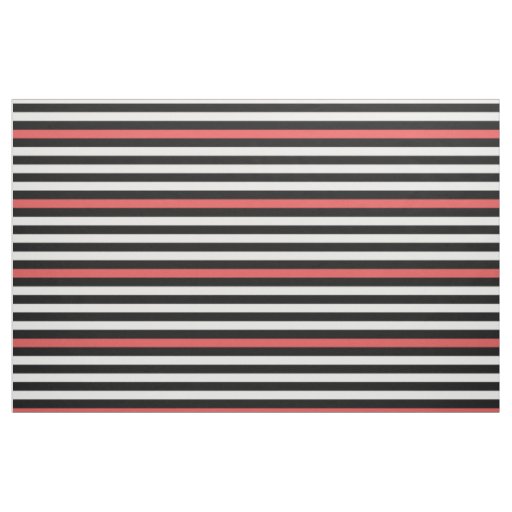Black White and Red Striped Pattern Fabric