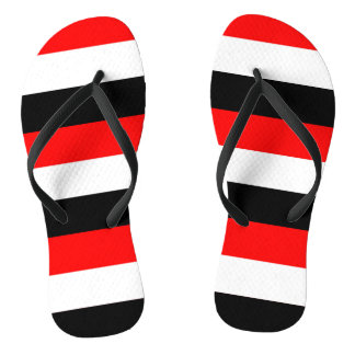 Black, White and Red Stripes Flip Flops