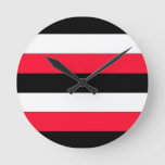 Black, white and red stripes round clock