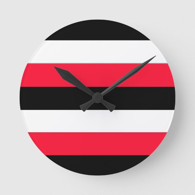 Black, white and red stripes round clock (Front)