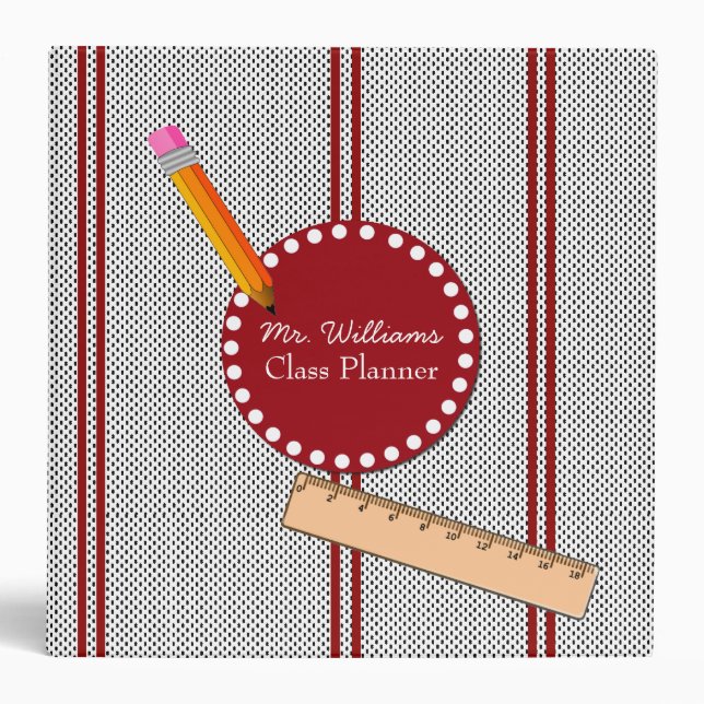 Black, White, and Red Teacher's Class Planner Binder (Front)