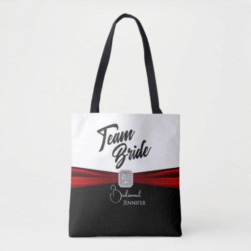  Black White and Red Team Bride Tote Bag