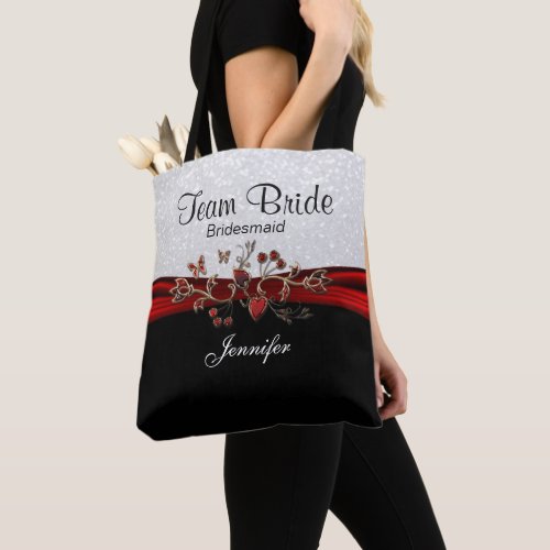 Black White and Red Team Bride Tote Bag