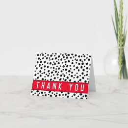 Black White and Red Typography Dalmatian Pattern Thank You Card