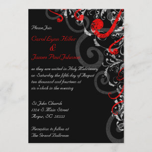 Black, White and Red Wedding Invitation