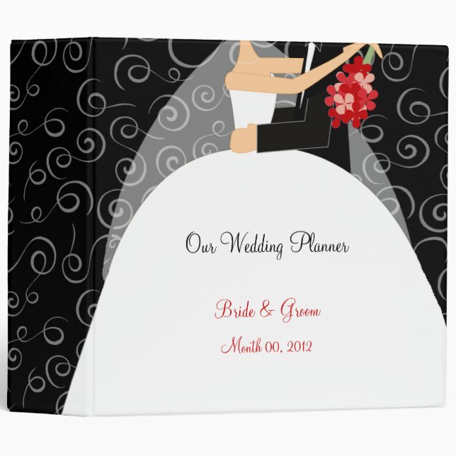 Black White and Red Wedding Planner binder (Front/Spine)