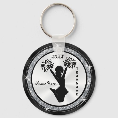 Black White and Silver Custom Cheer Keychains