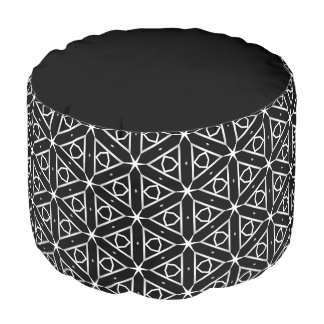 Black White and Silver Geometric pattern Pouf