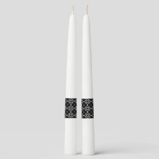 Black White and Silver Geometric pattern Taper Candle