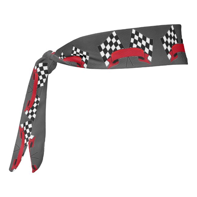 Black White and Silver Racing Flags Headband