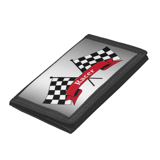 Black White and Silver Racing Flags Wallet