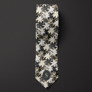 Black, White and Taupe Monogram Neck Tie
