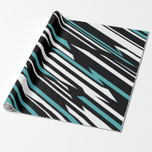 Black, White, and Teal Linear Abstract Pattern