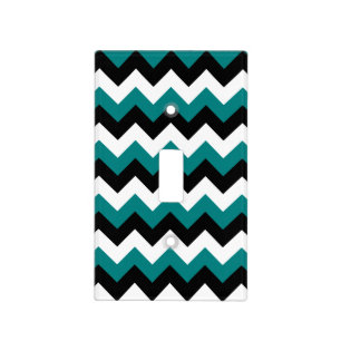 Black White and Teal Zigzag Light Switch Cover