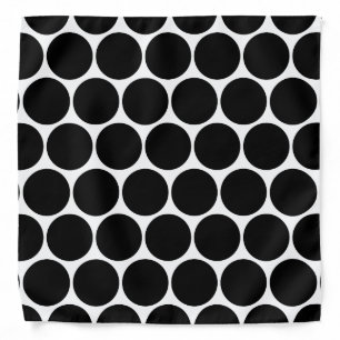 Black White And White Polka Dots Pattern Bandanna
