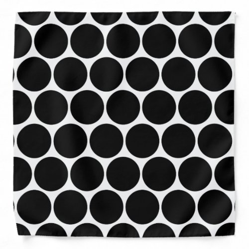 Black White And White Polka Dots Pattern Bandanna