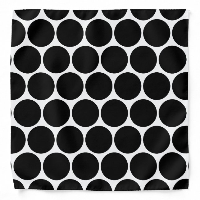 Black White And White Polka Dots Pattern Bandanna (Front)