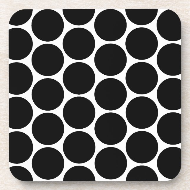 Black White And White Polka Dots Pattern Coasters (Front)