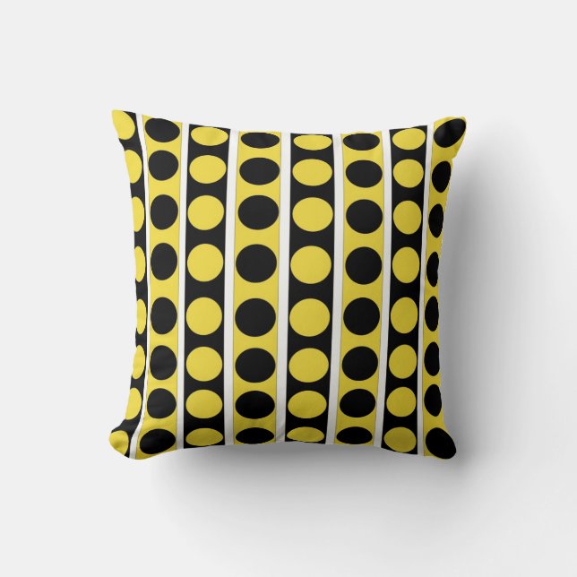 Black, white and yellow American MoJo Pillow (Front)