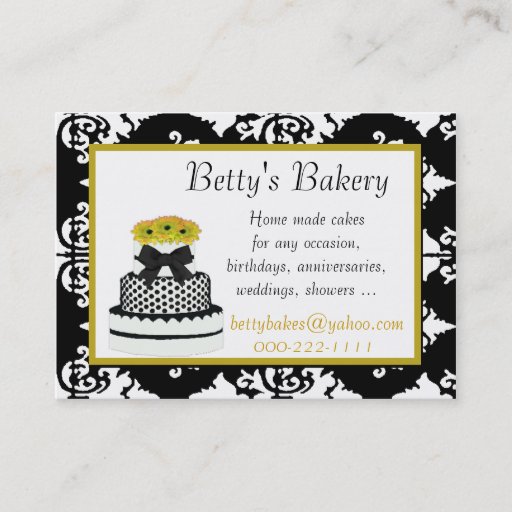 Customizable Black, White, and Yellow Bakery Business Card