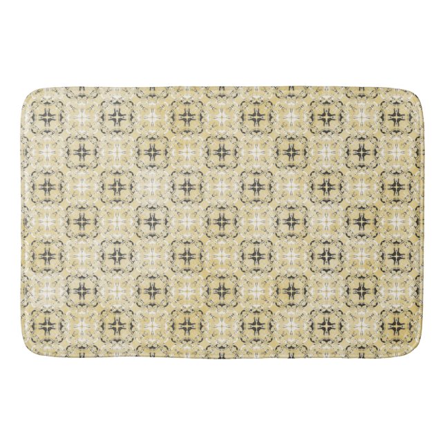 Black, White, and Yellow Checkered Pattern Bath Mat (Front)