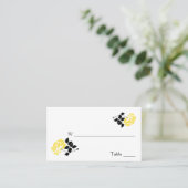 Black, White, and Yellow Floral Place Cards (Standing Front)