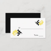 Black, White, and Yellow Floral Place Cards (Front/Back)