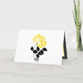 Black, White and Yellow Peony Thank You Card (Back)
