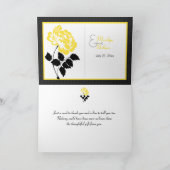 Black, White and Yellow Peony Thank You Card (Inside)
