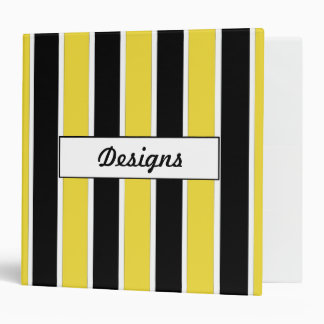 Black, White and Yellow Stripes Binder