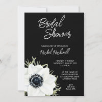 Black White Anemones Floral Bridal Shower