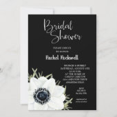 Black White Anemones Floral Bridal Shower Invites (Front)