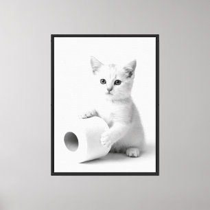 Black White Animal Funny Cat Photo Art Minimalist Canvas Print