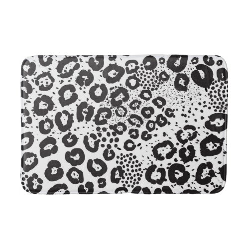 Black White Animal Print Snow Leopard Cheetah Bath Mat