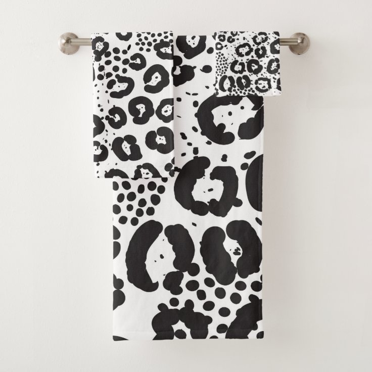 Black White Animal Print Snow Leopard Cheetah Bath Towel Set Zazzle