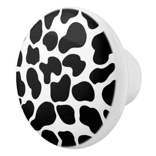 Black White Animal Print Snow Leopard Cheetah Ceramic Knob