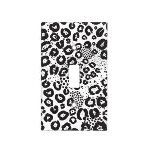 Black White Animal Print Snow Leopard Cheetah Light Switch Cover