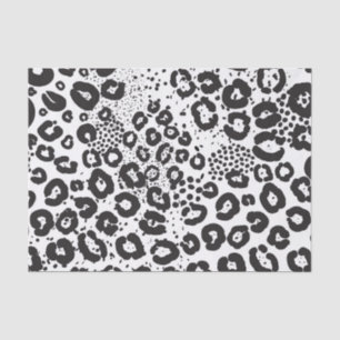 Black White Animal Print Snow Leopard Cheetah Tissue Paper