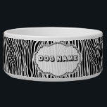 Black & White Animal Print  Zebra Pattern Monogram Bowl<br><div class="desc">Black and white elegant animal prints-zebra stripes pattern. Custom name.</div>