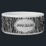 Black & White Animal Print  Zebra Pattern Monogram Bowl<br><div class="desc">Black and white elegant animal prints-zebra stripes pattern. Custom name.</div>
