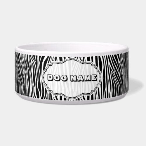 Black  White Animal Print  Zebra Pattern Monogram Bowl