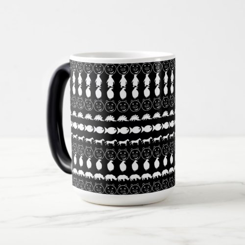Black White Animals Modern Stripes Pattern Magic Mug