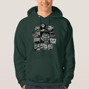 black & white anime manga panel collage men"s  hoodie
