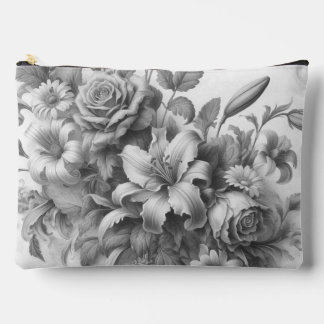 Black & White Antique Floral Perfection Accessory Pouch
